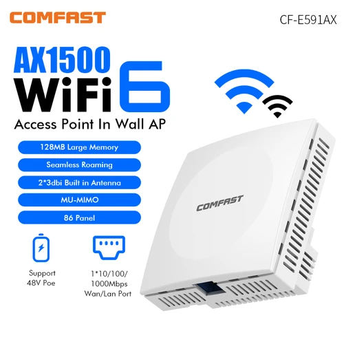 벽내 액세스 포인트 와이파이 6 실내 무선 86 패널, AP 2G 및 5.8G RJ45 기가비트 포트, Mu-Mimo 전방향 라우터, 1200Mbps/1500Mbps  Best5