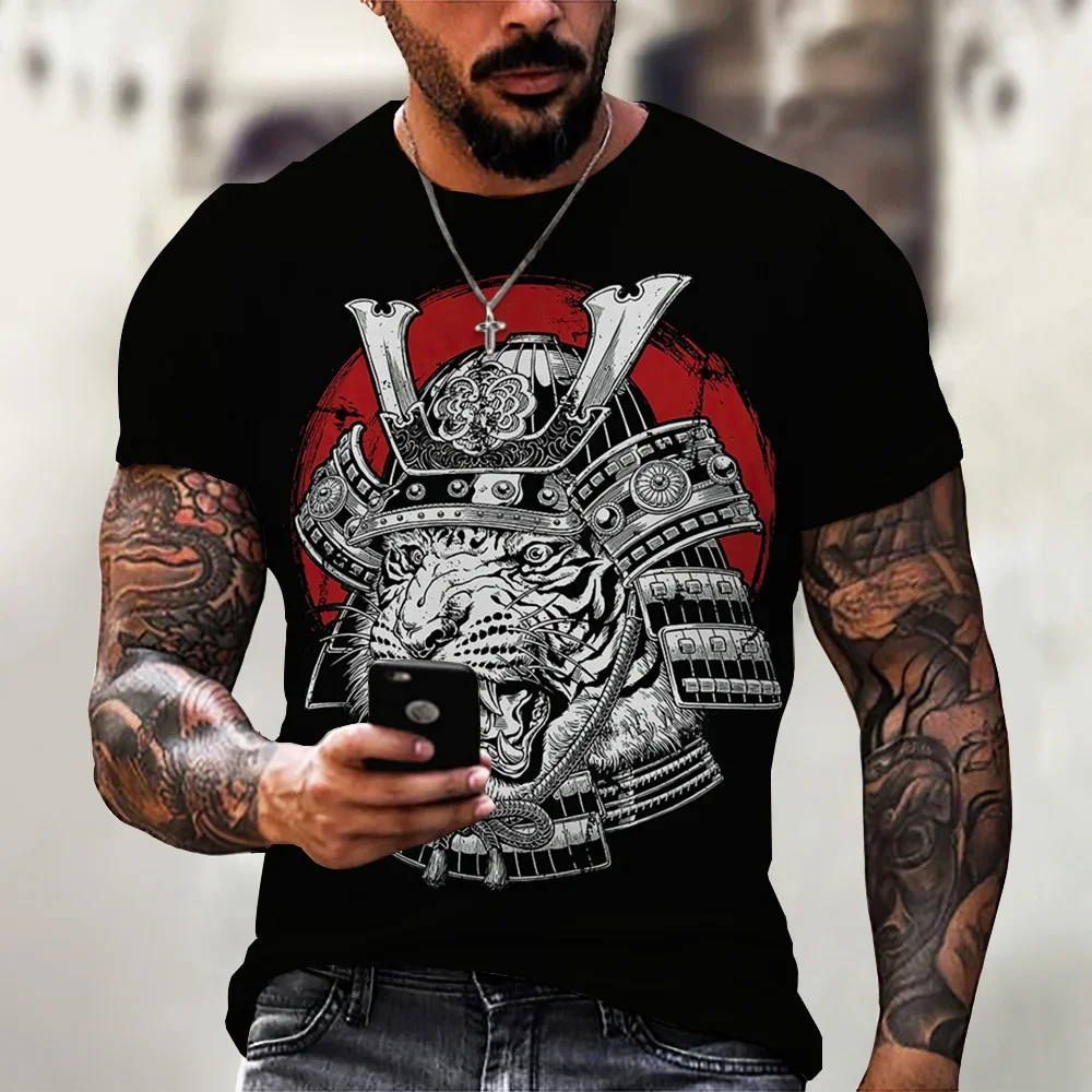Samurai T-shirts for Men 3D Print O-Neck Short Sleeve fashion Men's T Shirt Harajuku Hip Hop Ninja