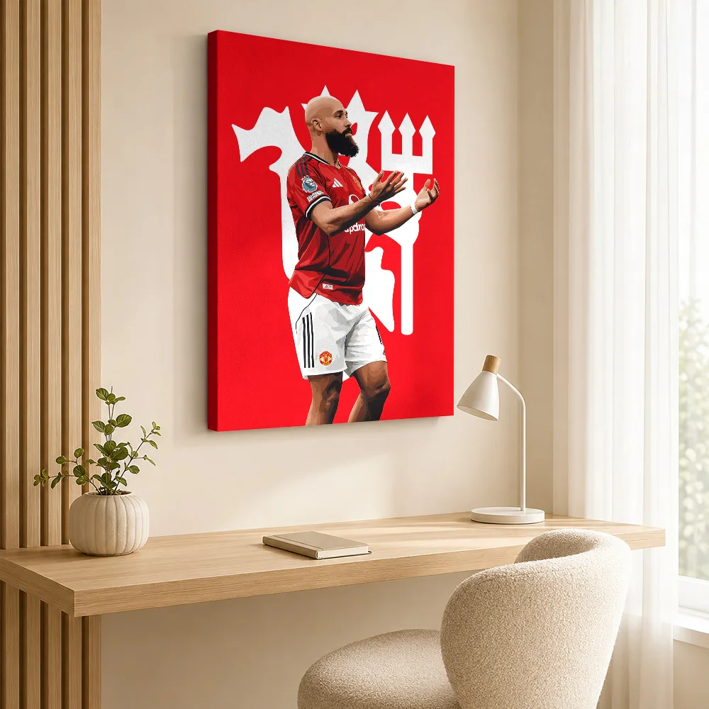 Football Player with  Logo Canvas Poster Custom Sports Portrait Wall Paintings Decoration for Game Room Man Cave Ready to Hang