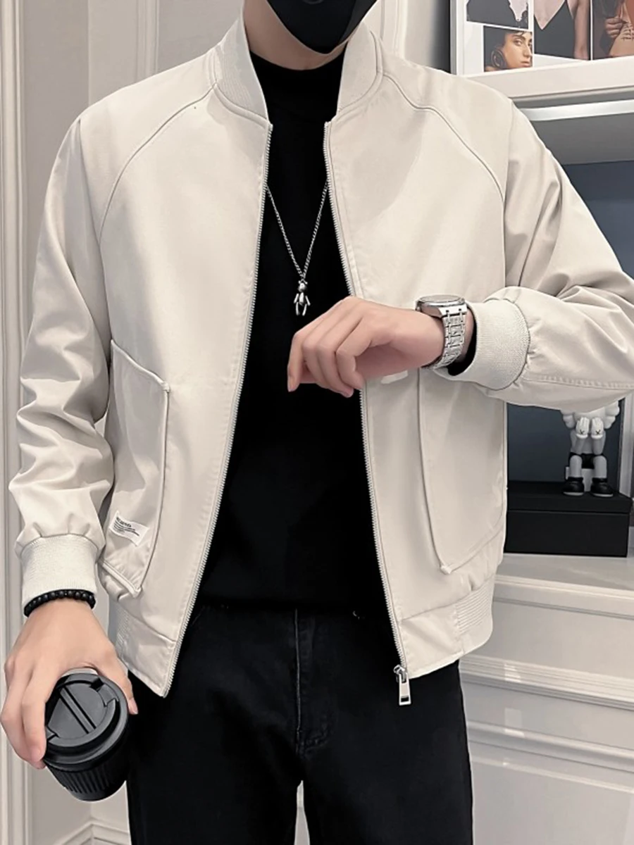 

Стильная мужская куртка с бейсбольным воротником, весна-осень, модный бренд 2023 года, новинка, молодежная, приталенная, из полиэфирного волокна