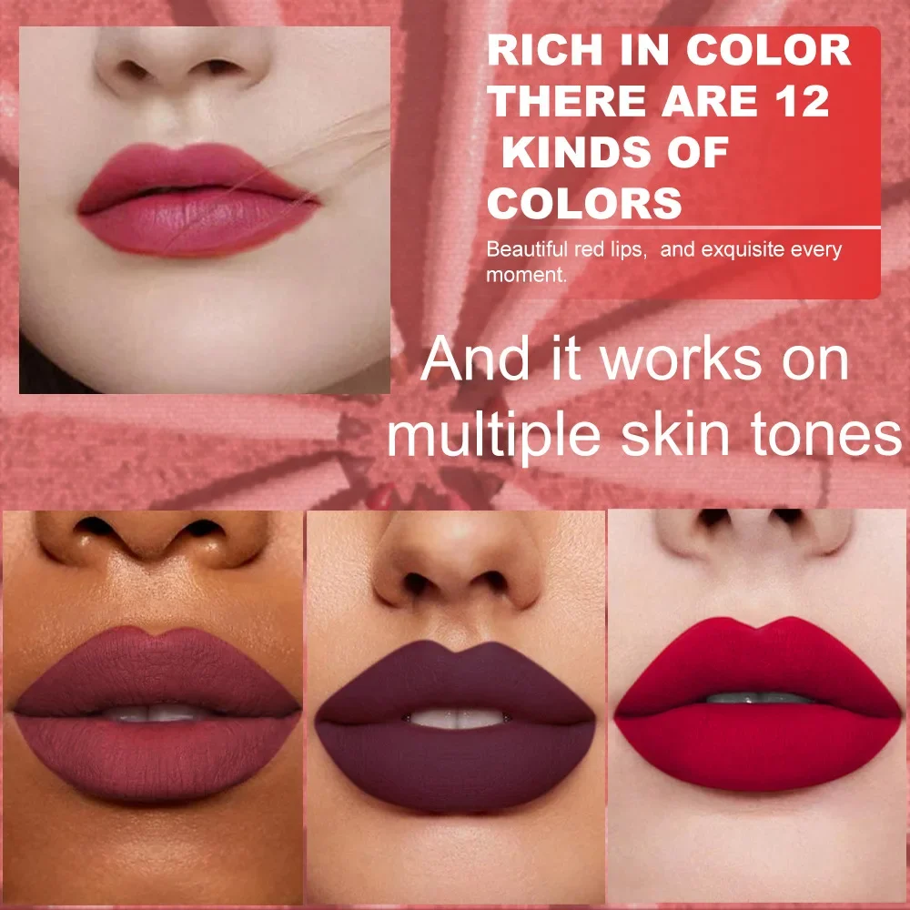 Juego de delineador de labios mate, 6 uds., marrón desnudo, liso, rosa, rojo, pigmentado, Kit de lápiz labial giratorio de larga duración para acabado suave