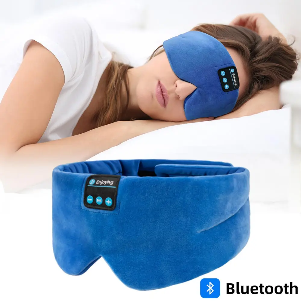 SYPVRY-Masque pour les yeux avec casque Bluetooth, pour dormir, doux, avec écouteurs sans fil, réglable, musique