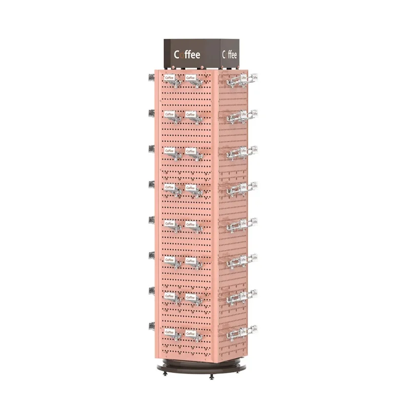 custom.Metal Display Shelves Boutique Rotating Display Stand Supermarket Retail Display Shelf Pegboard Racks
