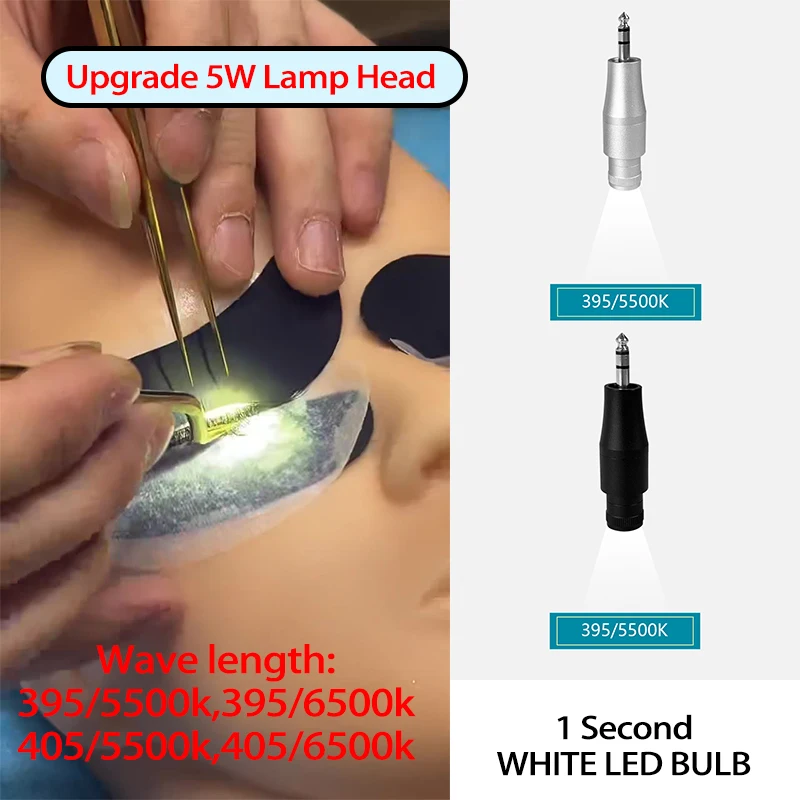 Upgrade FL009 LED Ultraviolet white light head 5W Eyelash Extension Bulb Head Makeup 395/5500k 6500k Led Eyelash White Lamp Head