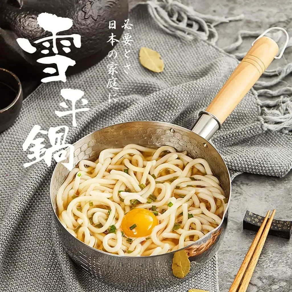 

Stainless Steel Saucepan with Lid Solid wood handle with hook Multipurpose Sauce Pan with Pour Spouts, Sauce Pot, Cooking Pot