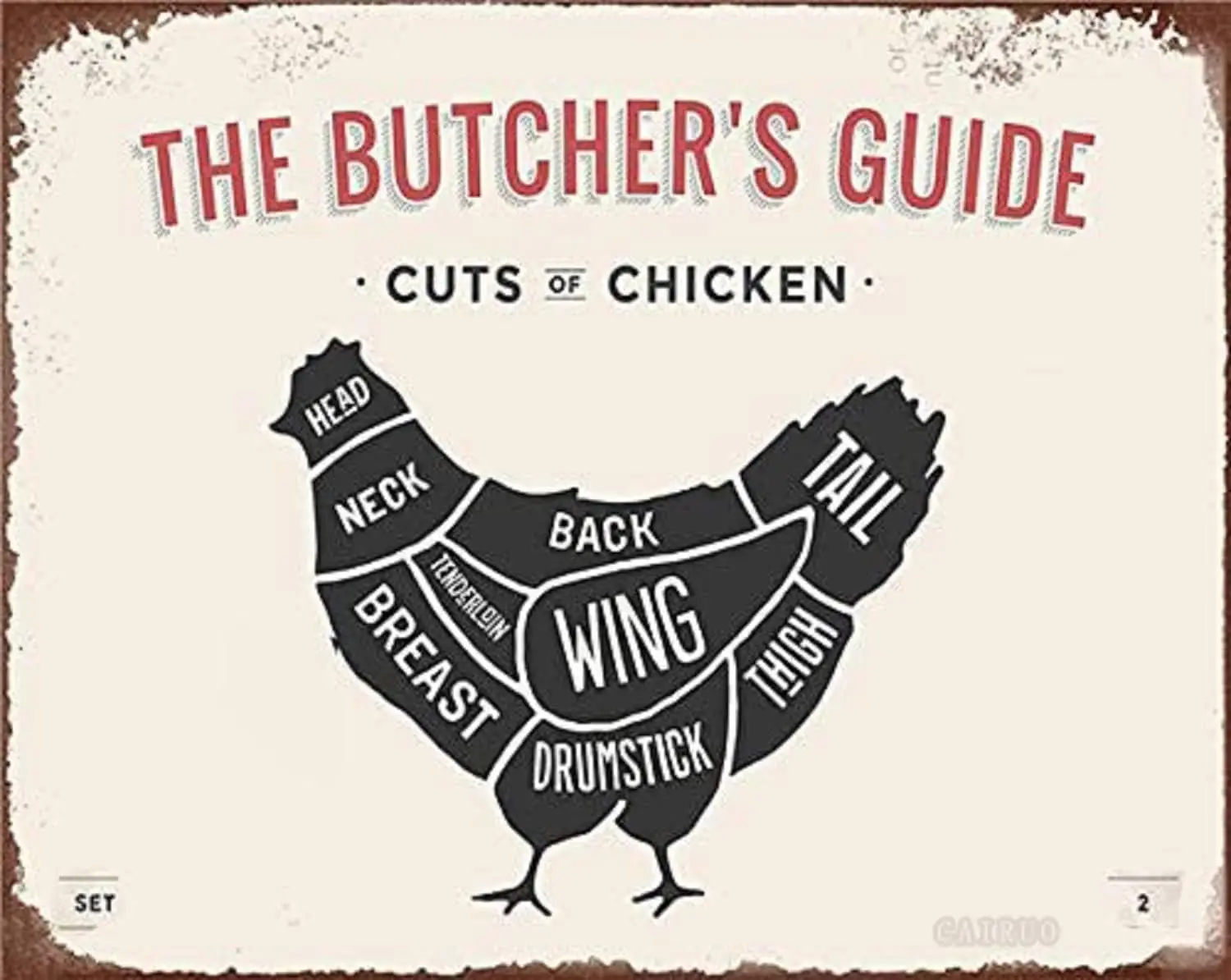 Butcher's Curts of Chicken Knives Metal Tin Sign Family Farmhouse Wall Kitchen Decoration 8x12 Inch sign