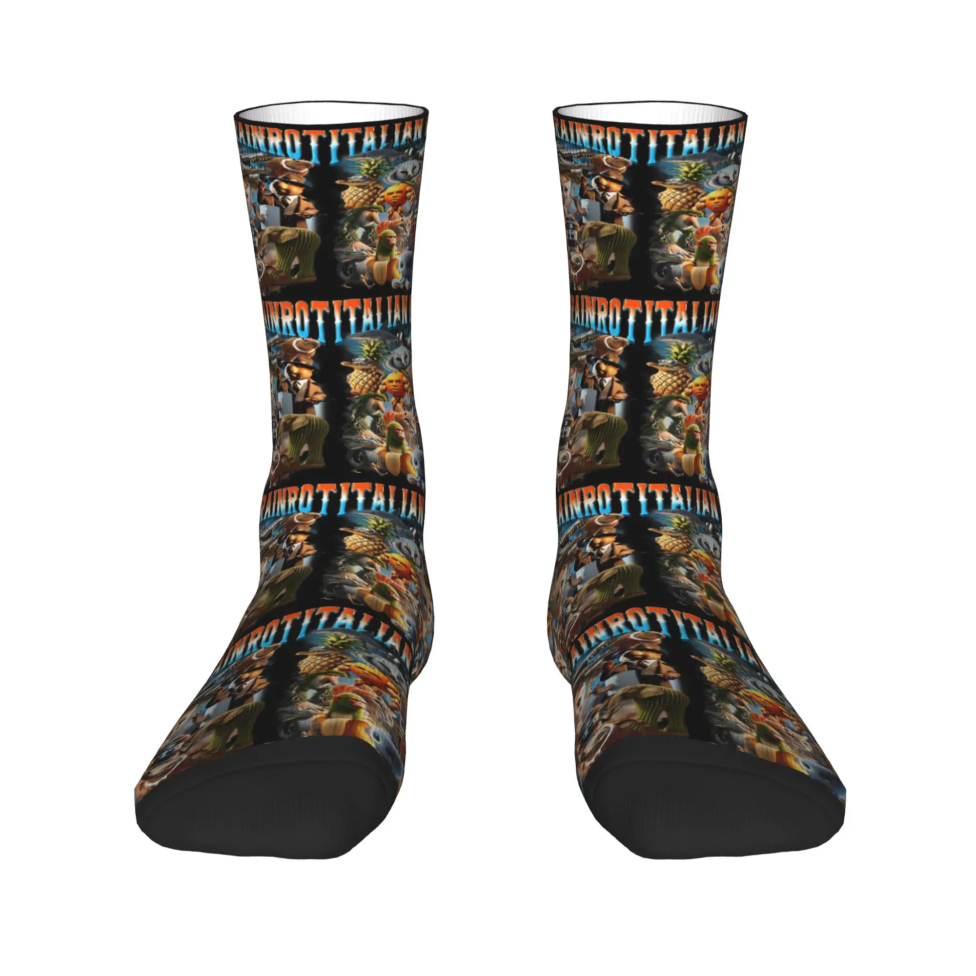 Personagens italiano brainrot engraçado meme tendência popular meias modernas meias de inverno anti skid mulheres meias esportivas