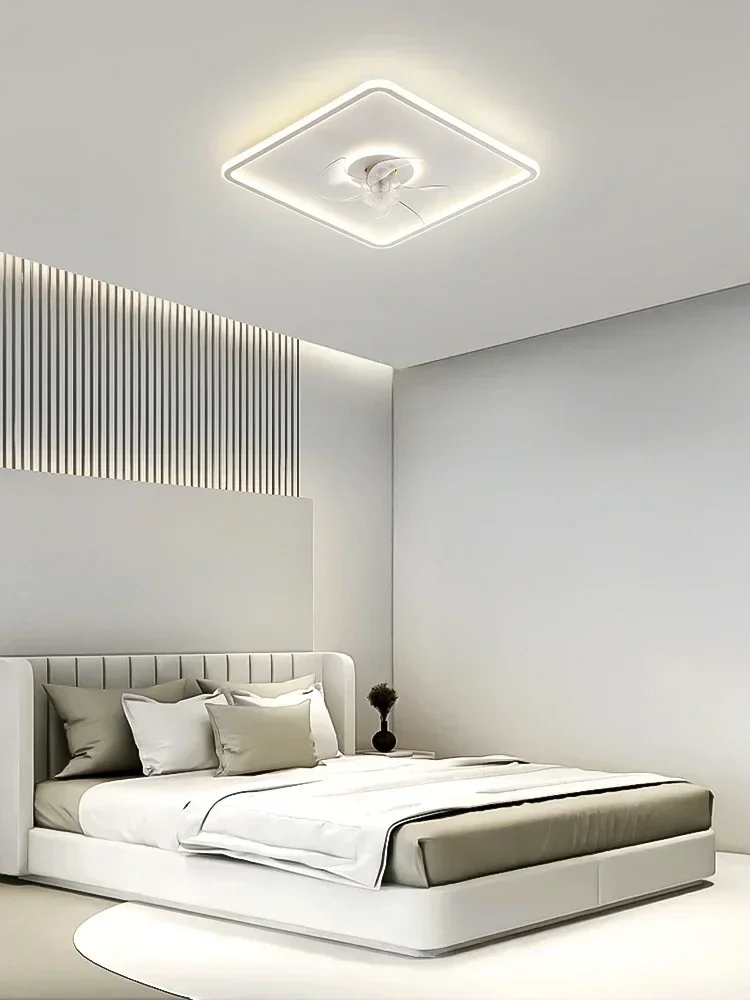 220V new fan light invisible silent rotating shaking head bedroom ceiling light geometric study restaurant lighting electric fan