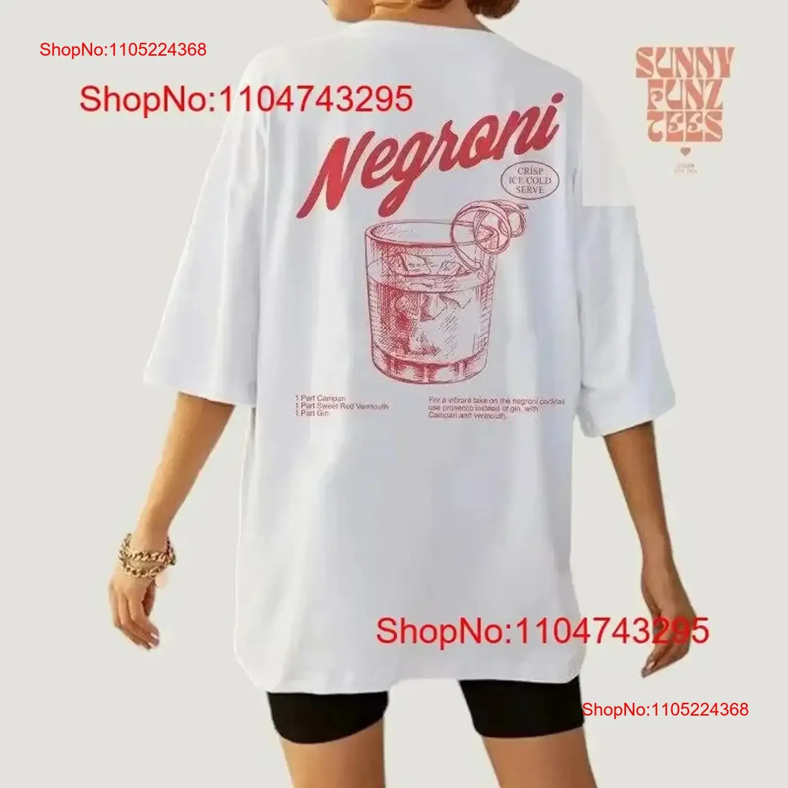 Negroni Cocktail T Shirt Fun Lover Bartender vintage Washed fashion Stylish Casual streetwear homme designer clothes Stretched