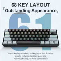 APAYADO K61 Mini teclado mecánico, con cable, 61 teclas, Phantom RGB, interruptor mecánico negro/blanco rojo/azul para juegos, 60% portátil