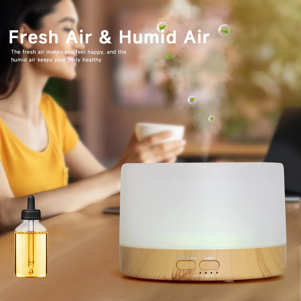 

500 мл диффузор эфирного масла с дистанционным управлением, настольный диффузор аромата, бесшумный ультразвуковой увлажнитель воздуха с 7 цветами, ночник