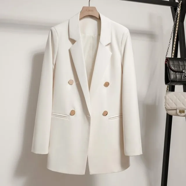 Spring Autumn 2023 Women's Faion  Jaet Coat Suit Straight Cut Commute Sle Long Sve Double Breasted Polyester