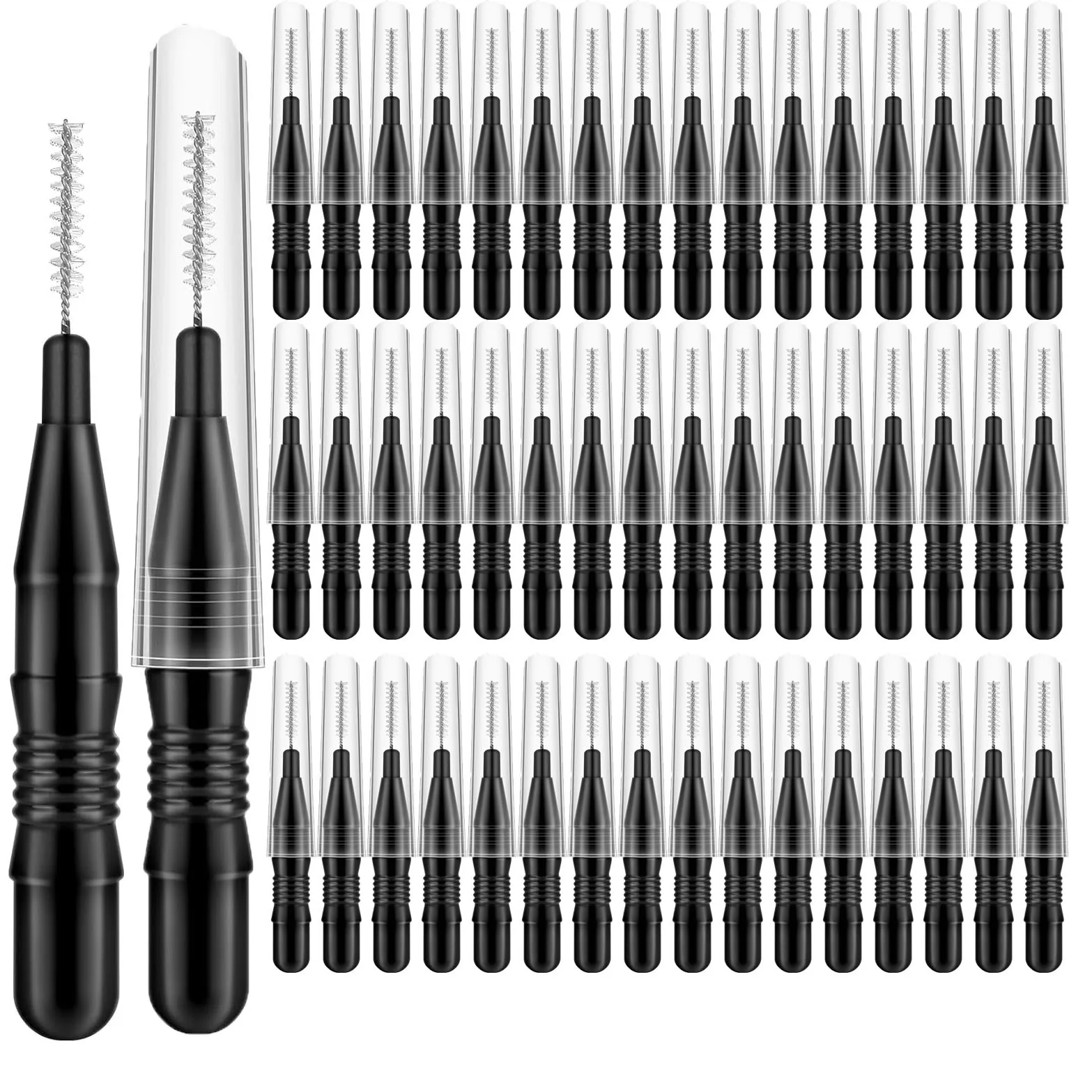 Micro brosse à sourcils avec capuchon, brosse à cils multifonctionnelle, peigne à mascara, 20 pièces