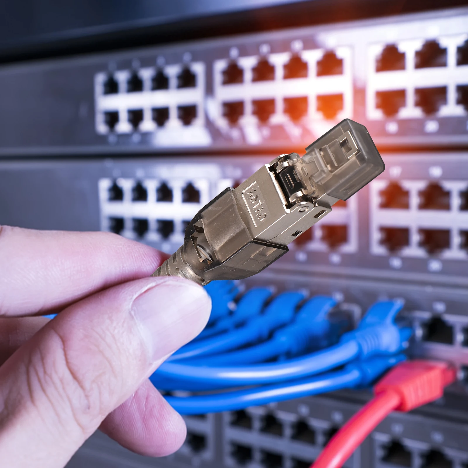 

Tool-Free Flat Ethernet Connector Extender Plugs Crimp Shielded Connectors Pass Through Modular Plugs For Cat6A Cat6