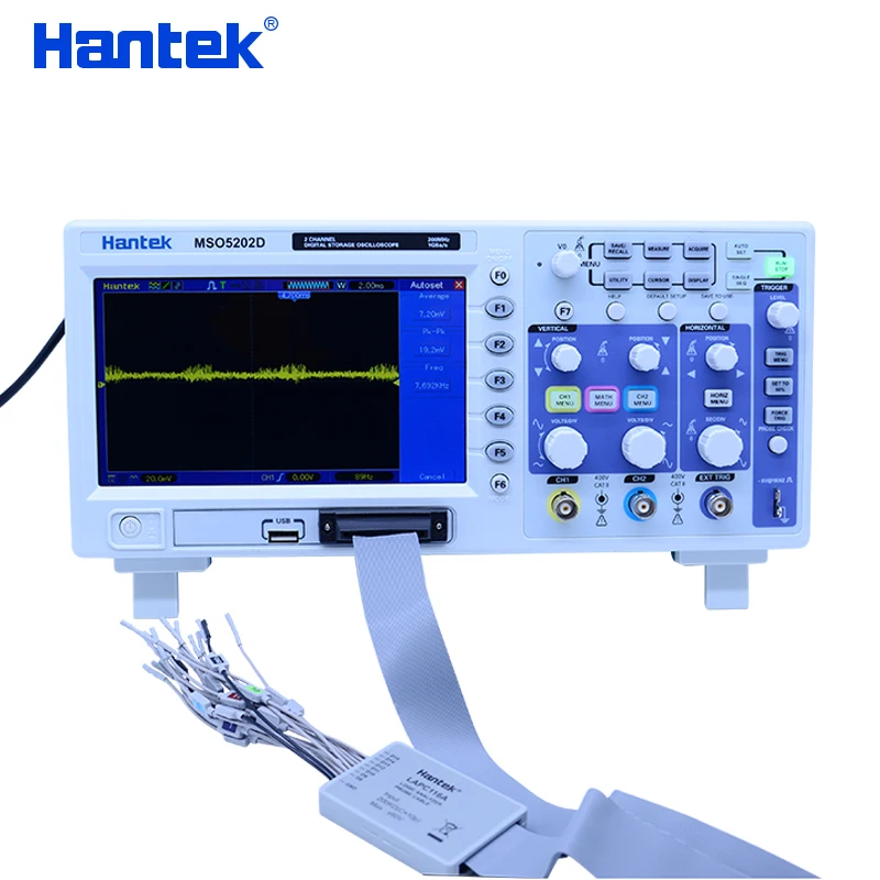 Hantek MSO5202D 200MHz 2Channels 1GSa/s Oscilloscope & 16Channels Logic Analyzer 2in1 USB,800x480