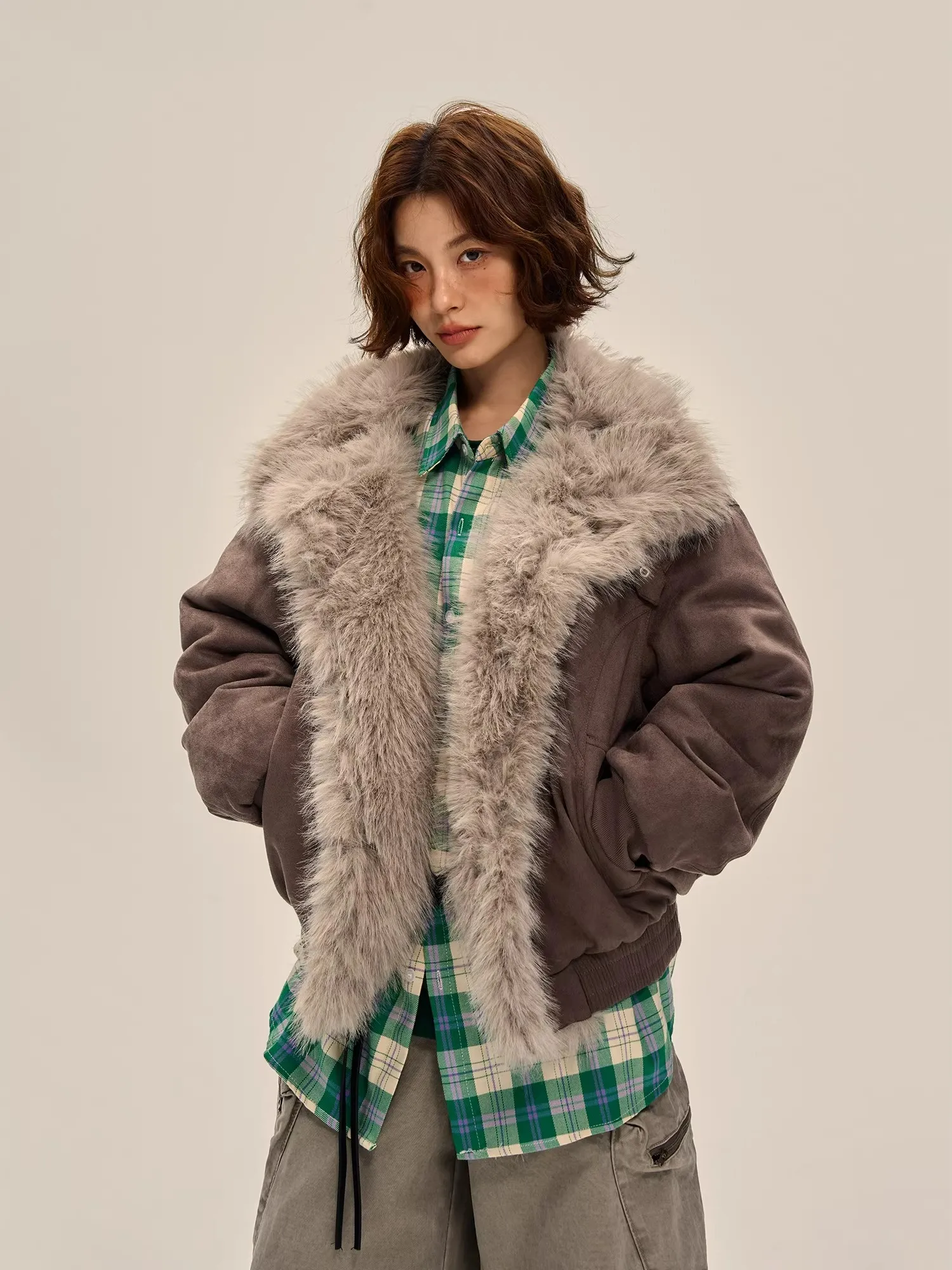 Retro American Thickened Suede Cotton Jacket Men's Women's Winter Design Sense Cool Thick Cotton Clothes Youth Trendy