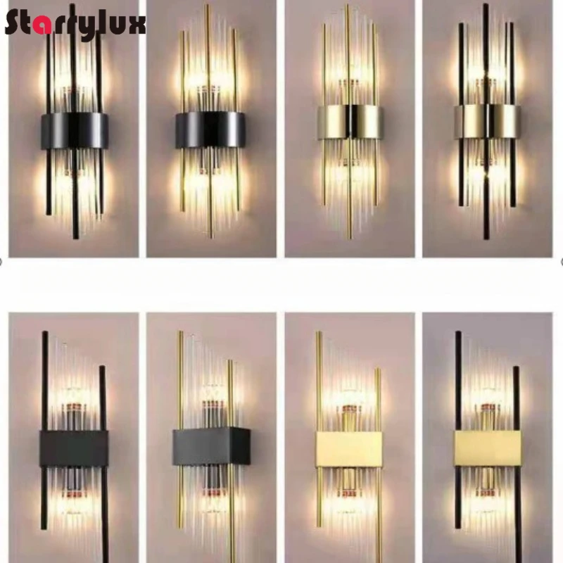 

Elegant Crystal Glass Wall Lamp Living Room Bedroom Bedside LED Lamp