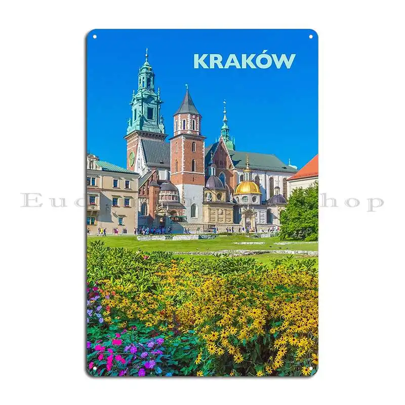 Vintage Style Krakow Poland Travel Poster Metal Plaque Rusty Character Classic Bar Vintage Tin Sign Poster