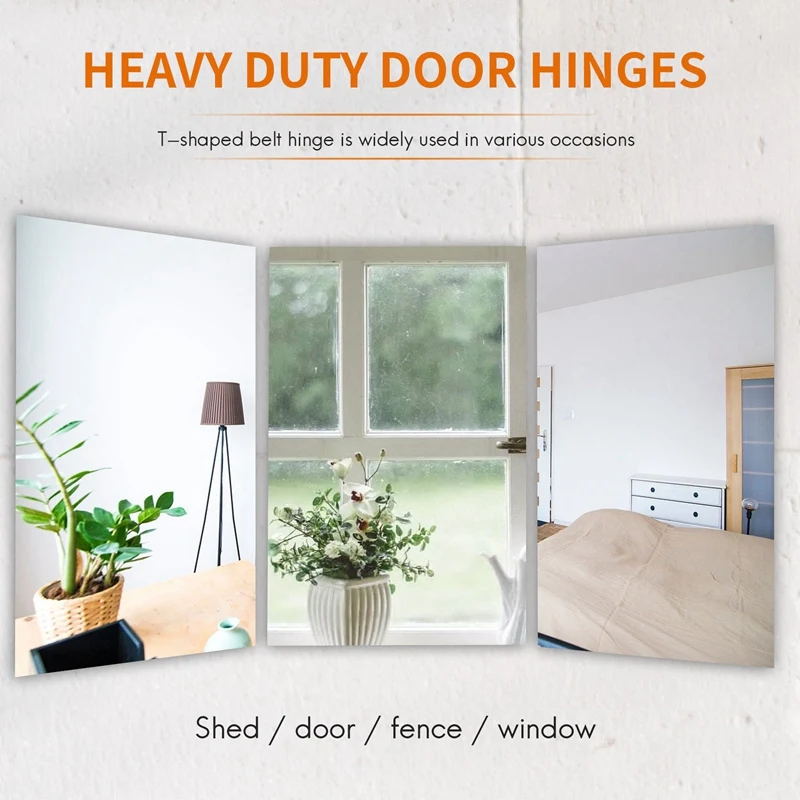 

【AT37】4 шт. 6-дюймовые сверхмощные дверные петли с Т-образным ремнем, тройник, петли для ворот, петли для деревянных ворот (черные)