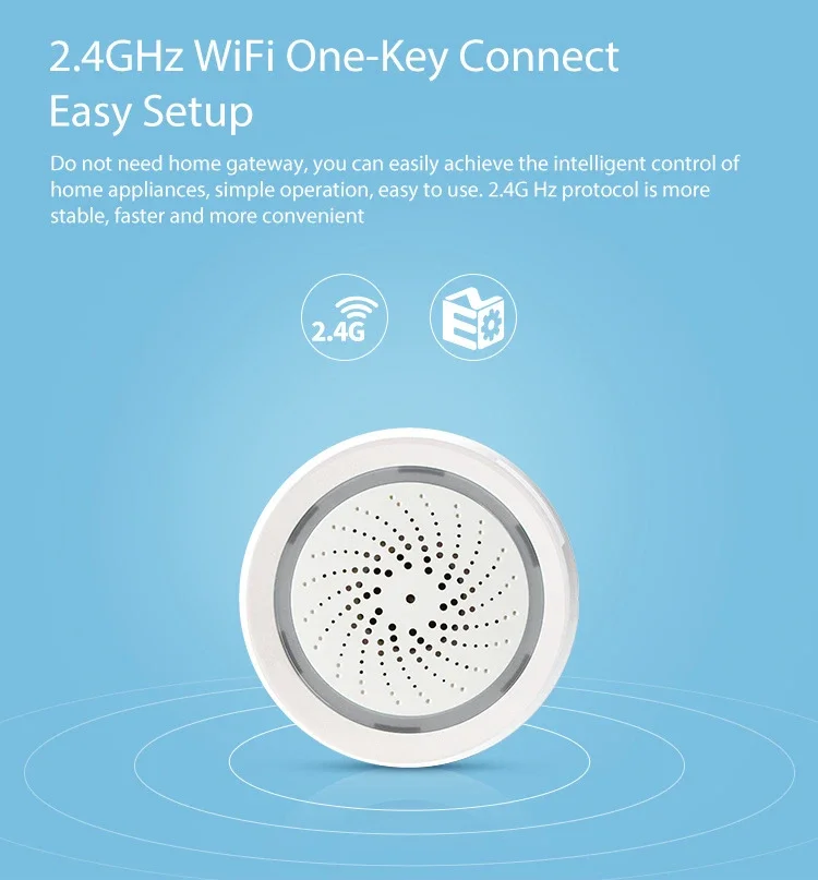 Tuya 스마트 홈 보안 WiFi 사이렌 알람 온도 및 습도 센서 APP 원격 제어 Alexa Google 홈 호환