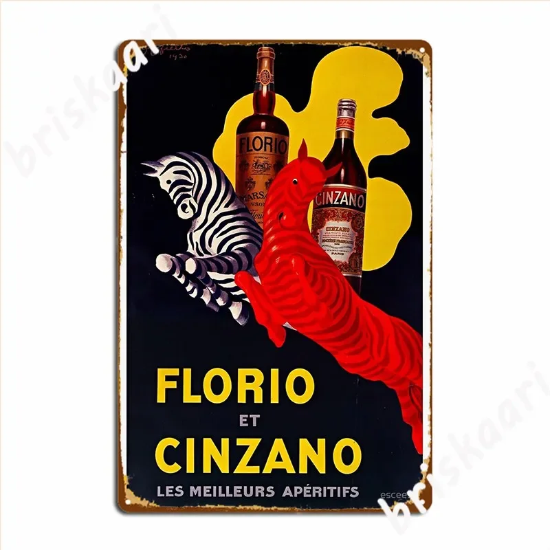Florio Cinzano Vintage Ad 1930 bebida publicidad placa de Metal placas de póster decoración del hogar cine garaje cartel de estaño cartel