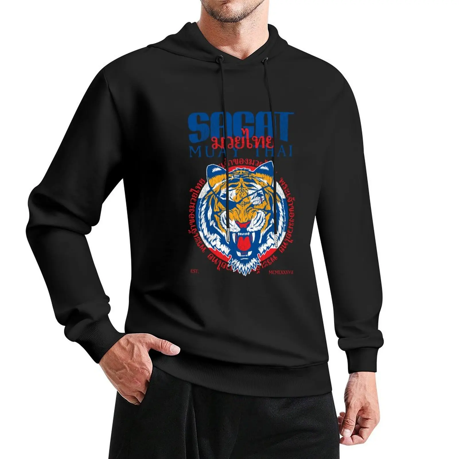 Sagat God of Muay Thai Gym Tiger Pullover Hoodie fashion men korean autumn clothes mens clothes anime hoodie