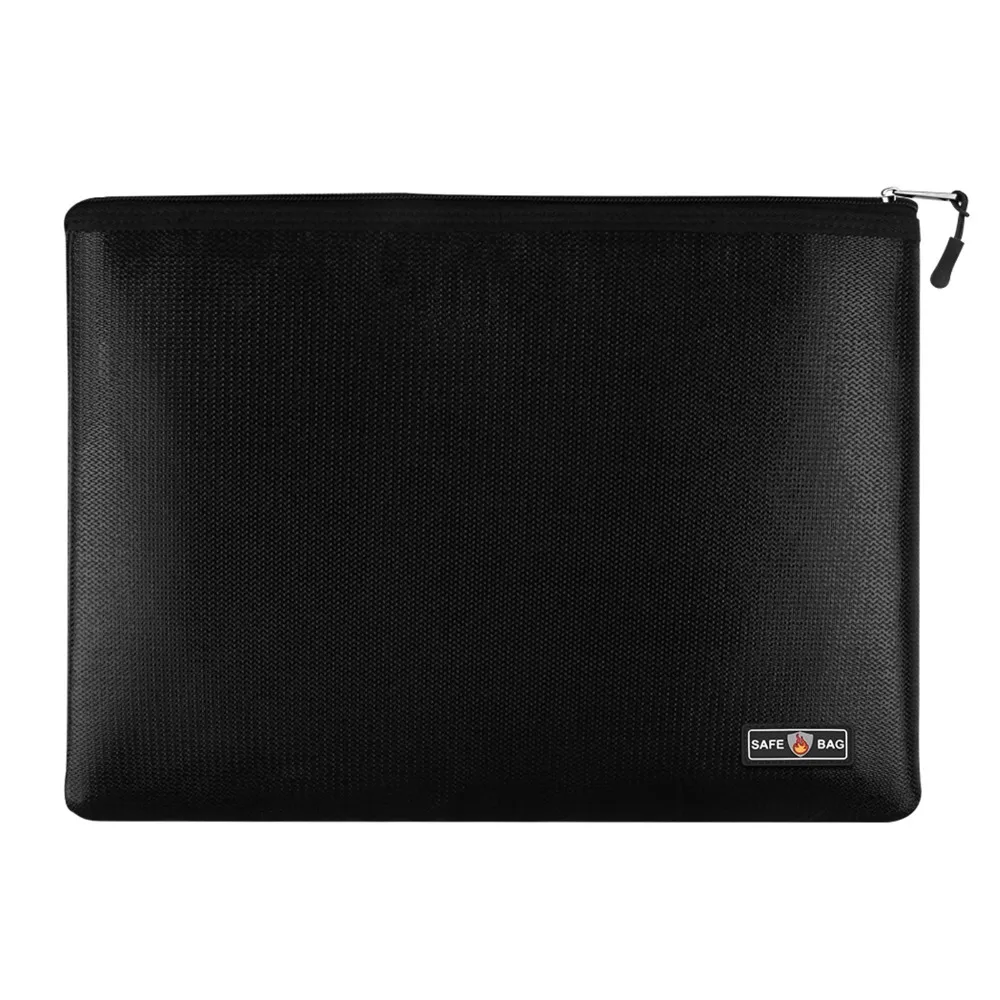 Fiberglass Fireproof Document Bag Waterproof Fireproof Document File Folder A4 Size Zipper Closure Safe Storage Pouch For Cash