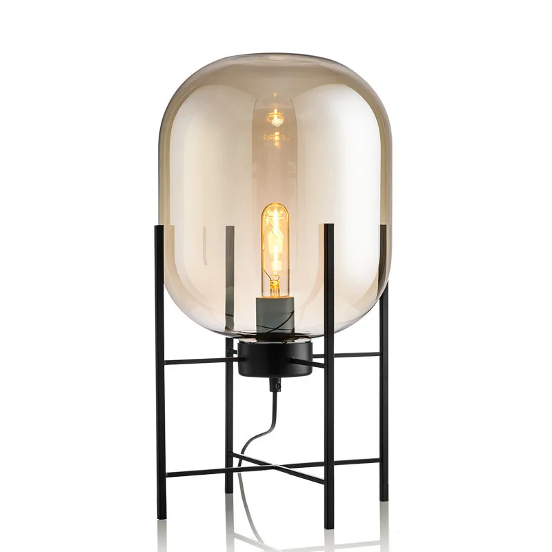 Industrial style smoke gray glass quad floor lamp creative personality living room bedroom desk lamp