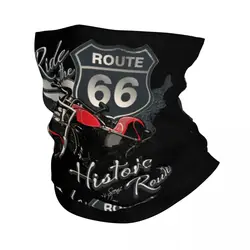 Custom Travel Motorcycle Ride Route 66 Bandana Winter Neck Warmer Windproof Wrap Face Scarf for Hiking Highways Gaiter Headband