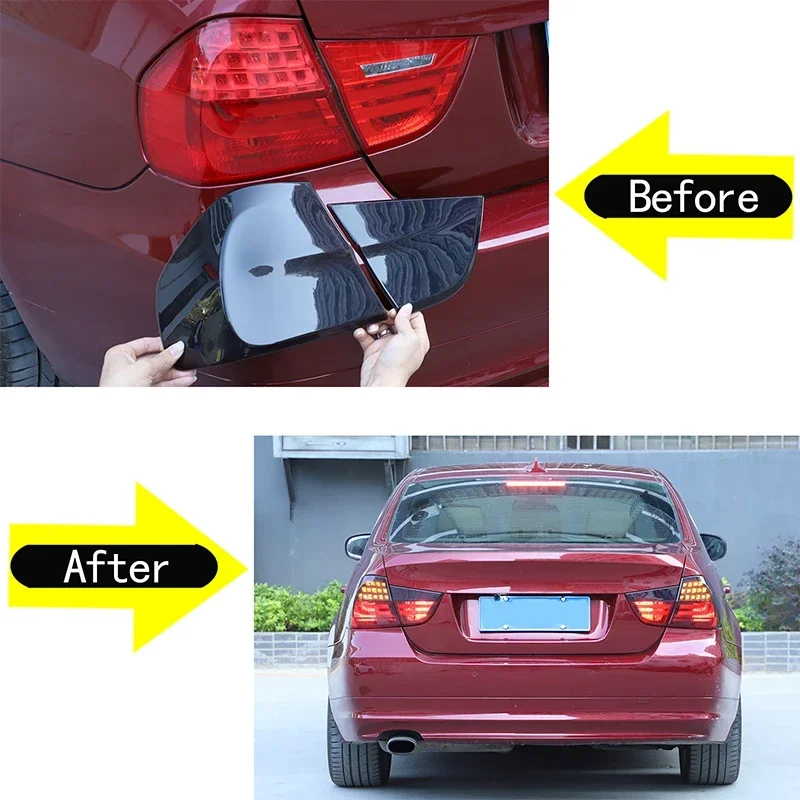For 2009-2012 BMW 3 Series 320i Car tail light blackened shell ABS transparent gray tail light cover tail light decorative cover