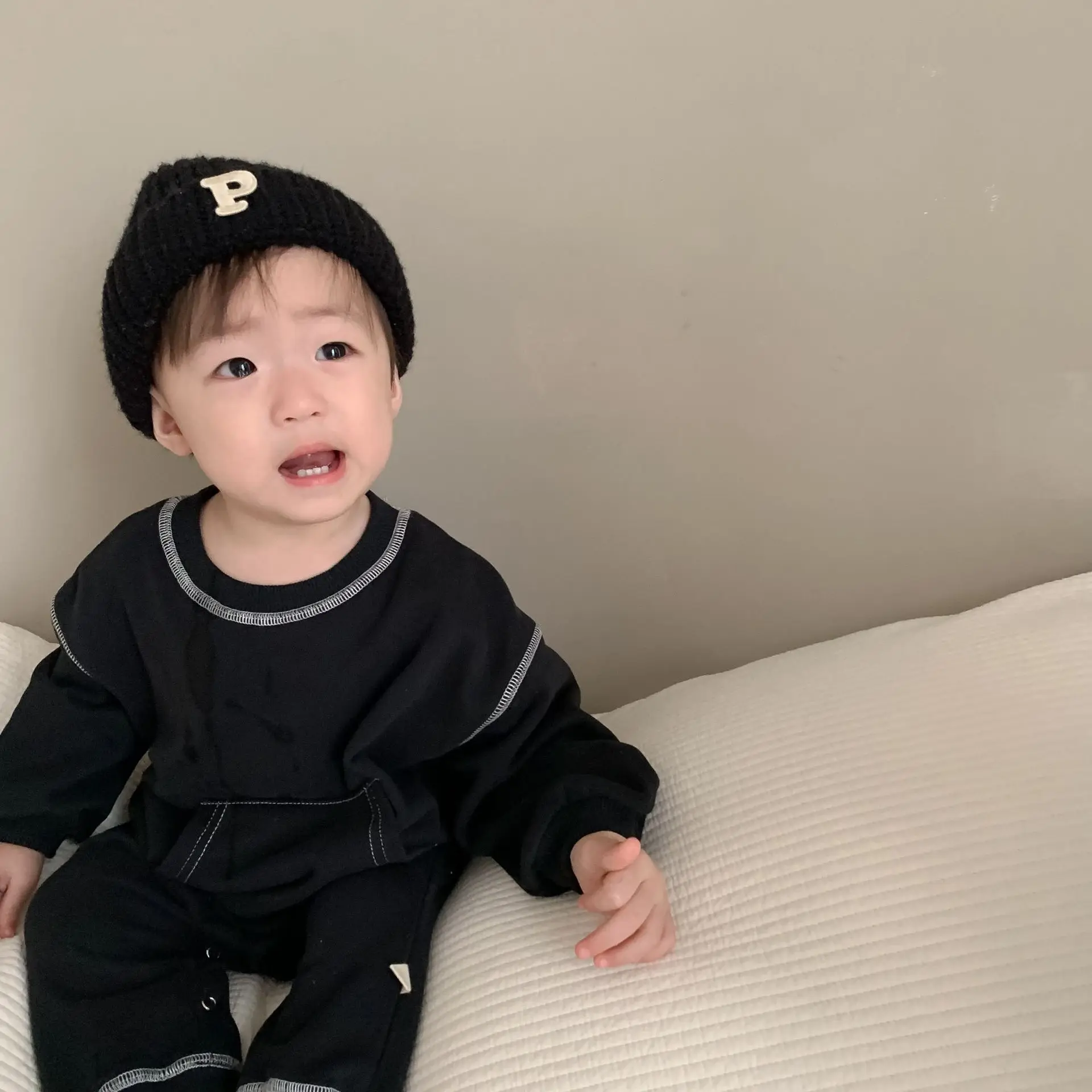 2024 Spring New Baby Long Sleeve Romper Boy Girl Newborn Solid Casual Pocket Jumpsuit Cotton Infant Toddler Loose Clothes 0-24M