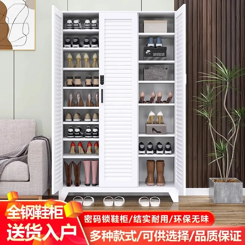 Simple steel shoe cabinet password anti-theft belt lock entry door entrance shoe cabinet home door corridor outdoor storage