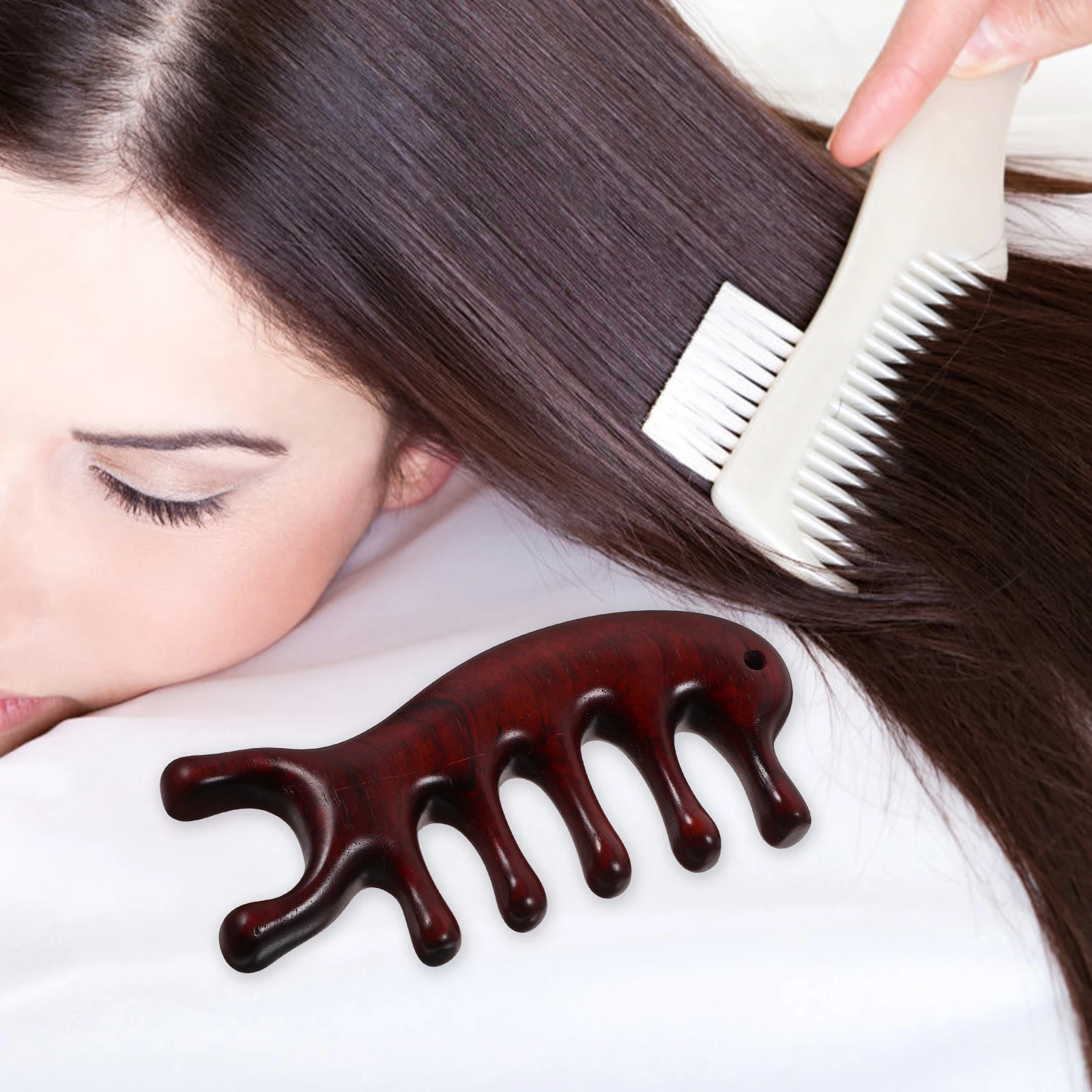 

Wooden Massage Comb Wide Tooth Detangler For Curly Hair Portable Scalp Massager Tool Ergonomic Design Lightweight