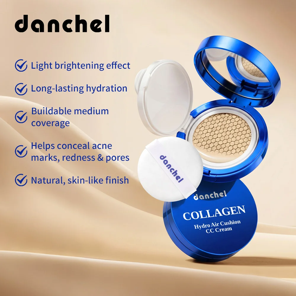 Collagen Air Cushion CC Cream Long-Lasting Hydration Conceal Acne Marks, Redness & Pores Waterproof Sweatproof Collagen CC Cream