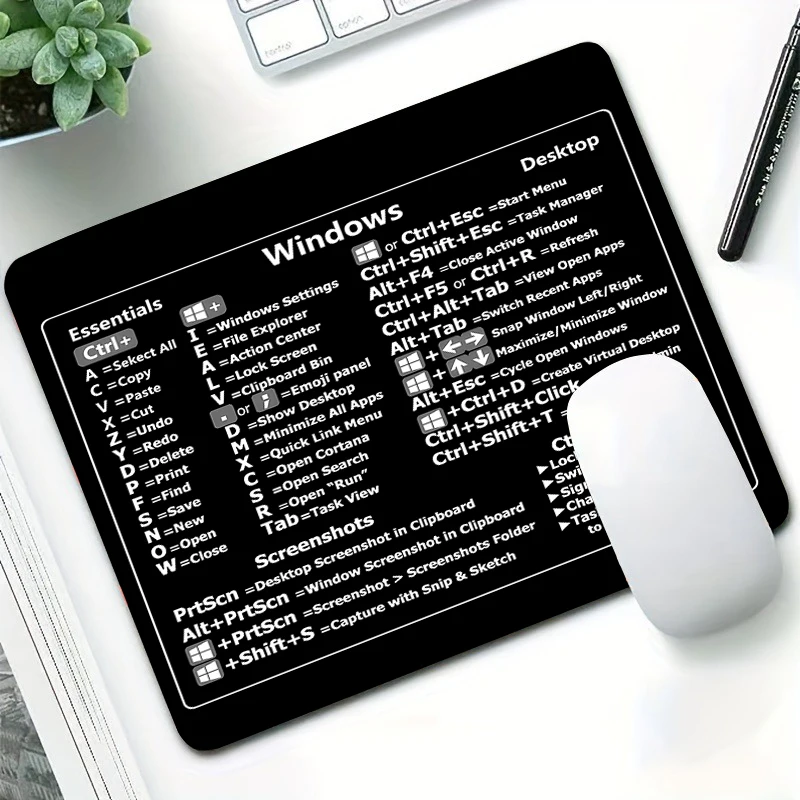 تصميم مفتاح اختصار Windows وMac OS، قاعدة مطاطية مربعة صغيرة، لوحة ماوس بحافة مخيطة غير قابلة للانزلاق لوسادات الكمبيوتر المحمول المكتبية #2