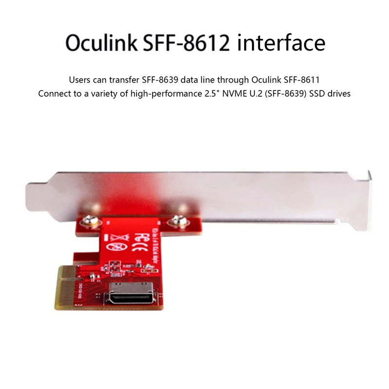 Pcie 3.0X4 Oculink SFF-8612 Adapter Kaart X86120 Voor Nvme U.2 (SF-8639) Ssd Solid State Drive