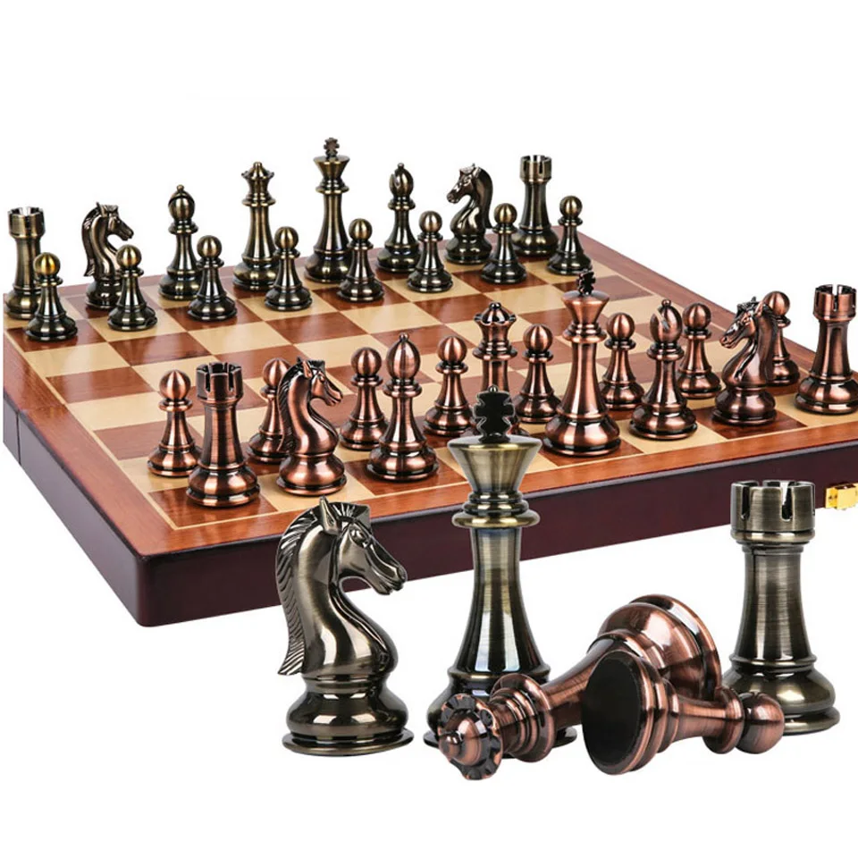 

Luxury Chess Set High-grade Big Chess Game Family Board Game Folding Wooden Chessboard ABS Kirsite Weighted Chess Piece Chessman