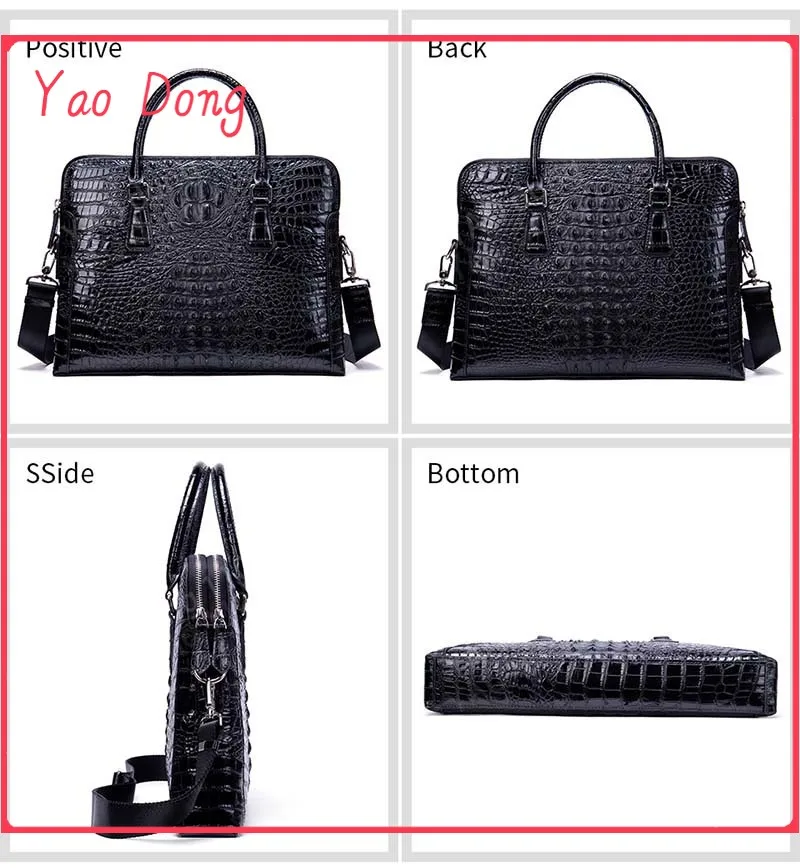 Yao Dong New Brand Men's Briefcase Crocodile Pattern Genuine Leather 14 inch Laptop Business Handbag Cowhide Male Office Bag Bla