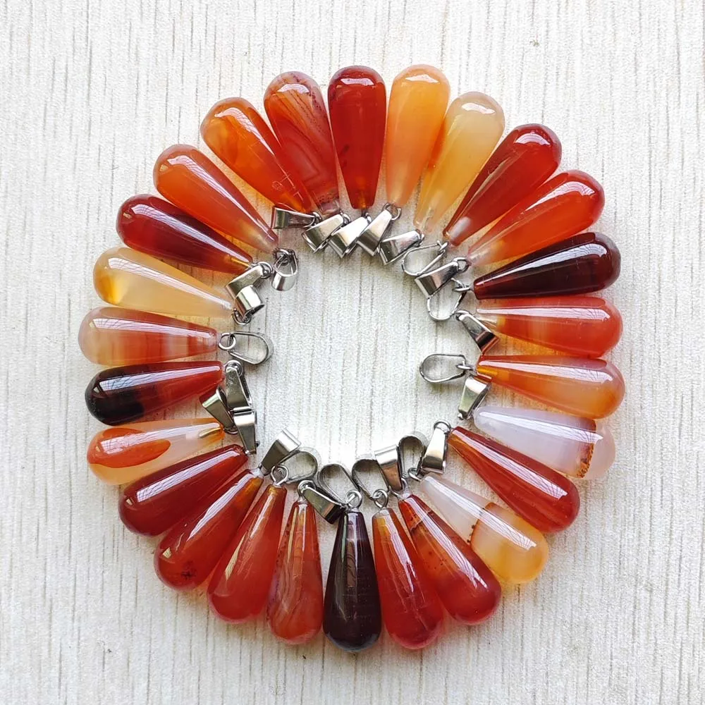 

Wholesale 30Pcs/Lot Fashion good quality natural red agates long Water Drop shape Pendants for diy jewelry making fast shipping