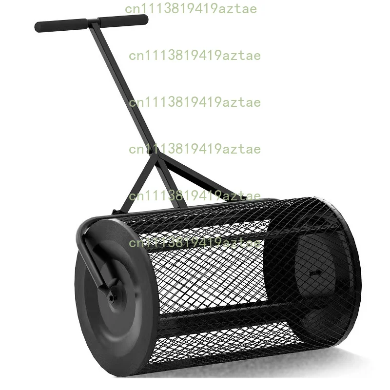 32CM×60CM Metal Mesh Peat Moss Spreader Roller, Lightweight Durable Lawn Seeding Planting Soil Fertilizer Spreading Tool