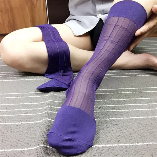 Imagen 1 del producto Calcetines morados sexuales para hombre, traje Adorable maduro, estilo de negocios, calcetines de vestir finos para hombre rico, calcetines cortos para uso diario