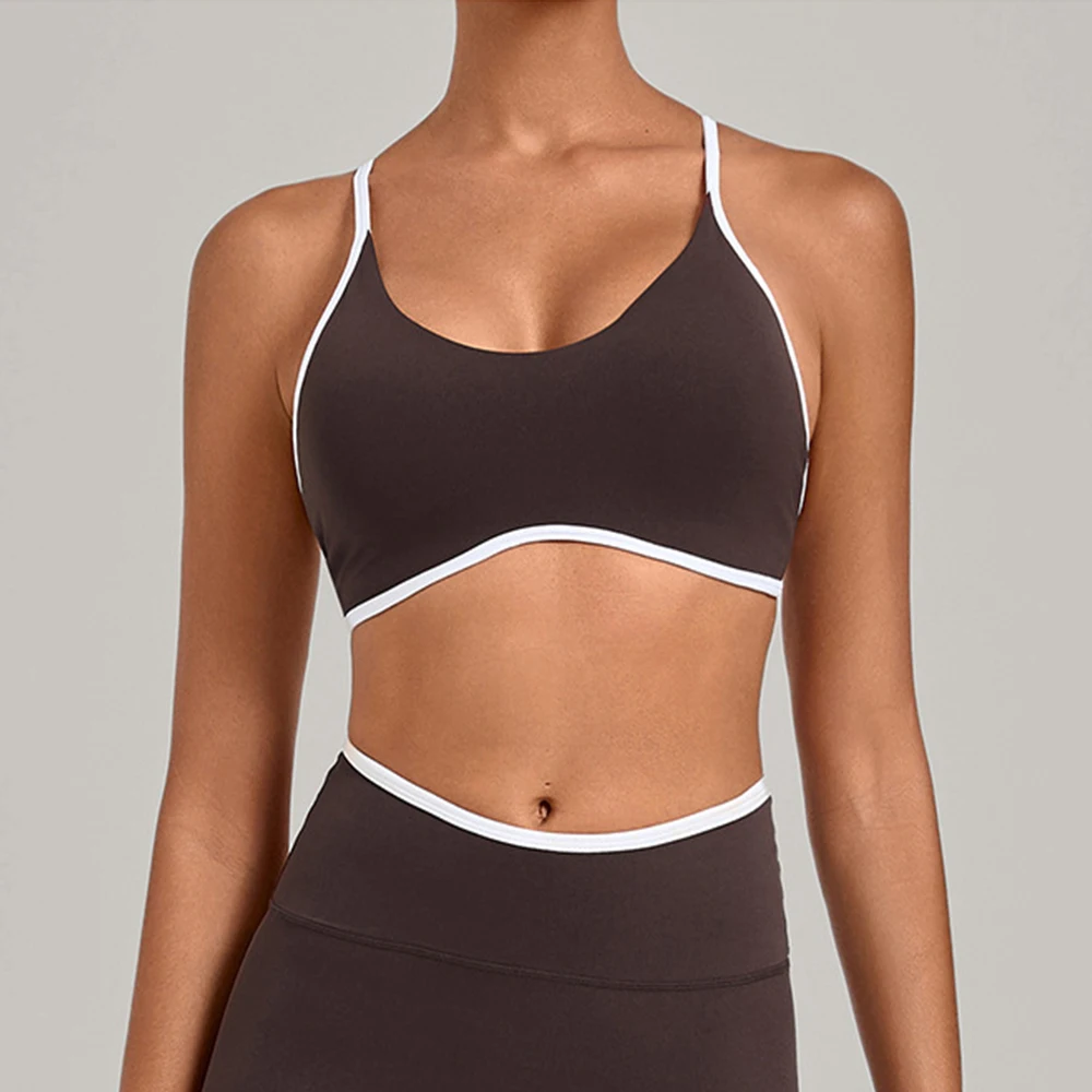 Contrast Color Sports Bra Women's Fitness Top Running Workouts Underwear Female Gym Tank Shockproof Push Up Yoga Underwear