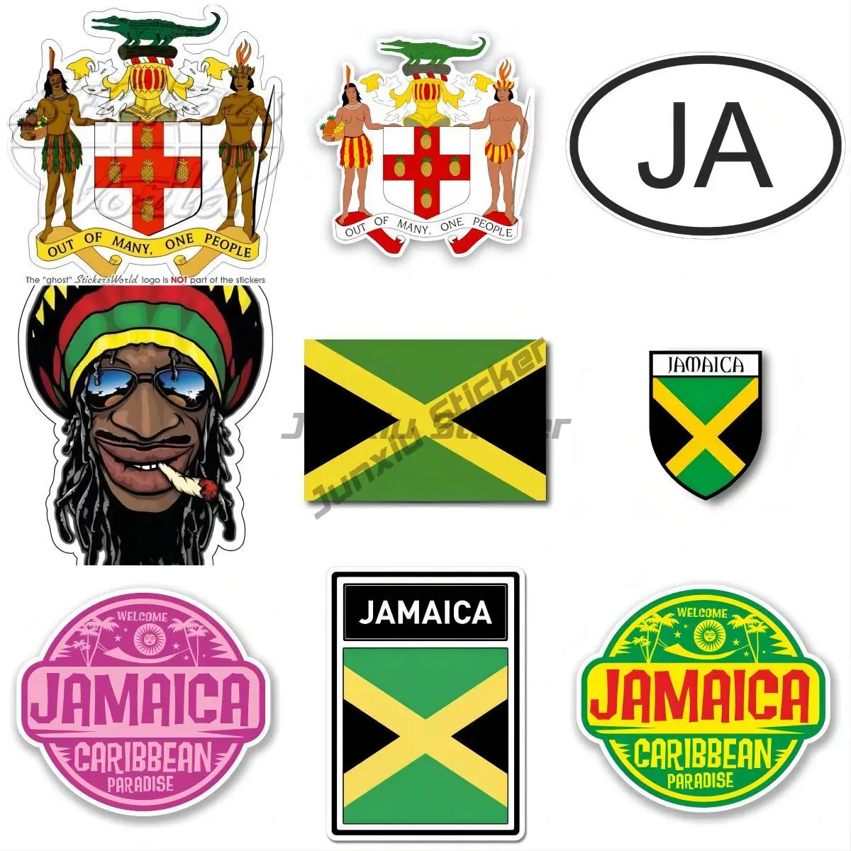 JAMAICA Coat of Arms Jamaican Crest Vinyl Sticker Decal Phone Bumper Guitar Truck Window Anti Scratch Parts Exterior Decor