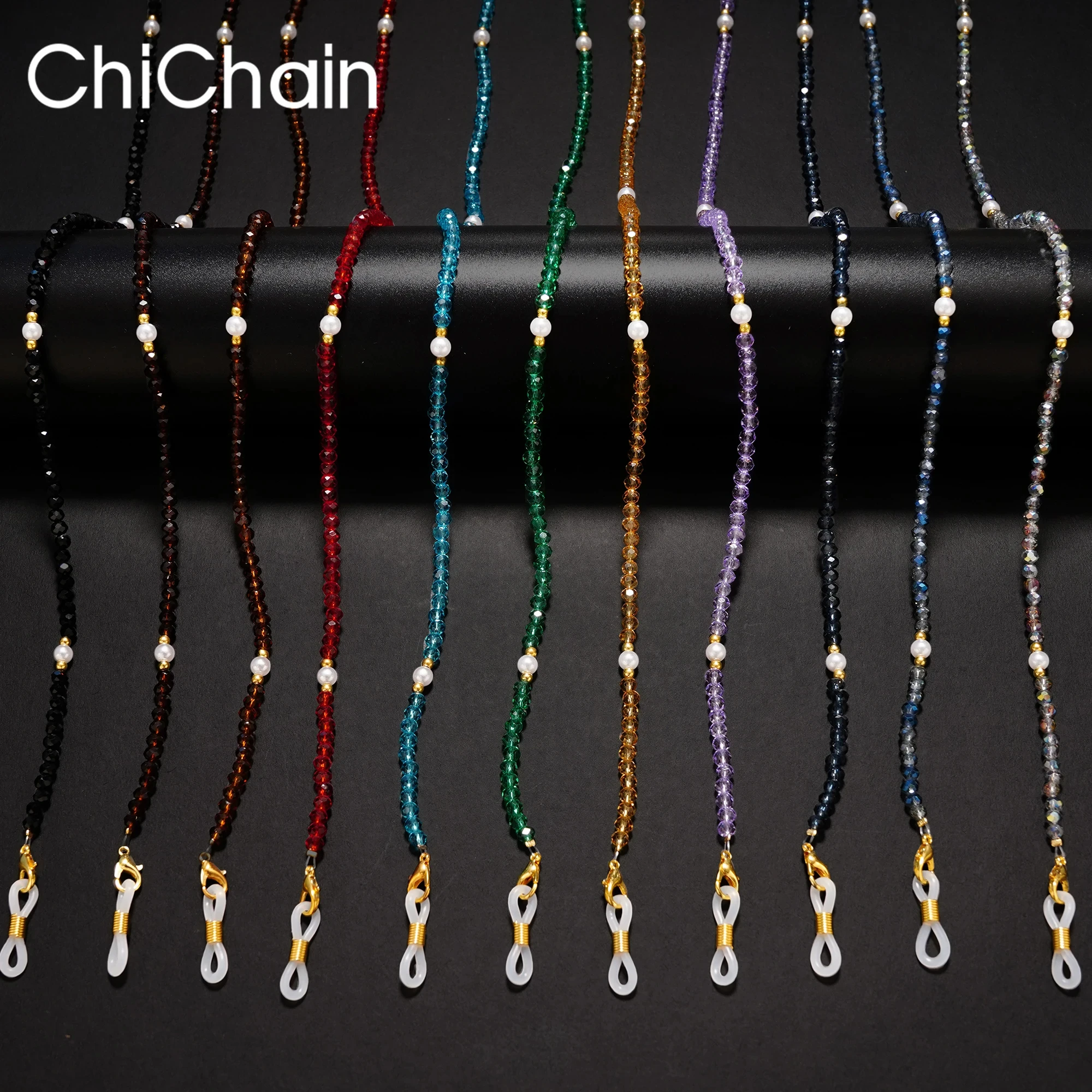 New Fashion Crystal Mask Chain Peal glasses Lanyard Anti-lost Earphone Chain Sunglasses Rope Chain Mask Hanging Glasses Chains