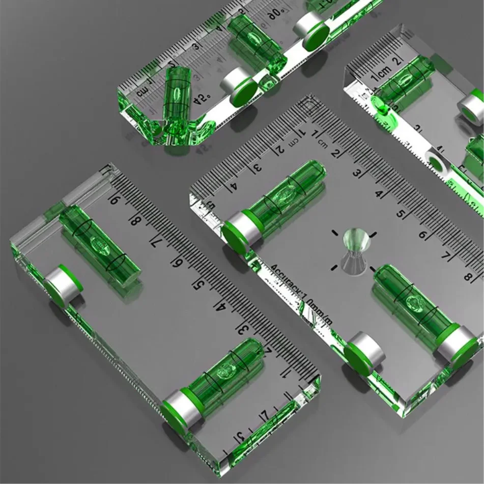 For High Acrylic Mini Level Small Household With Magnet Accurately Measure Pocket Leveling Tool 1pc Acrylic Mini Level Ruler