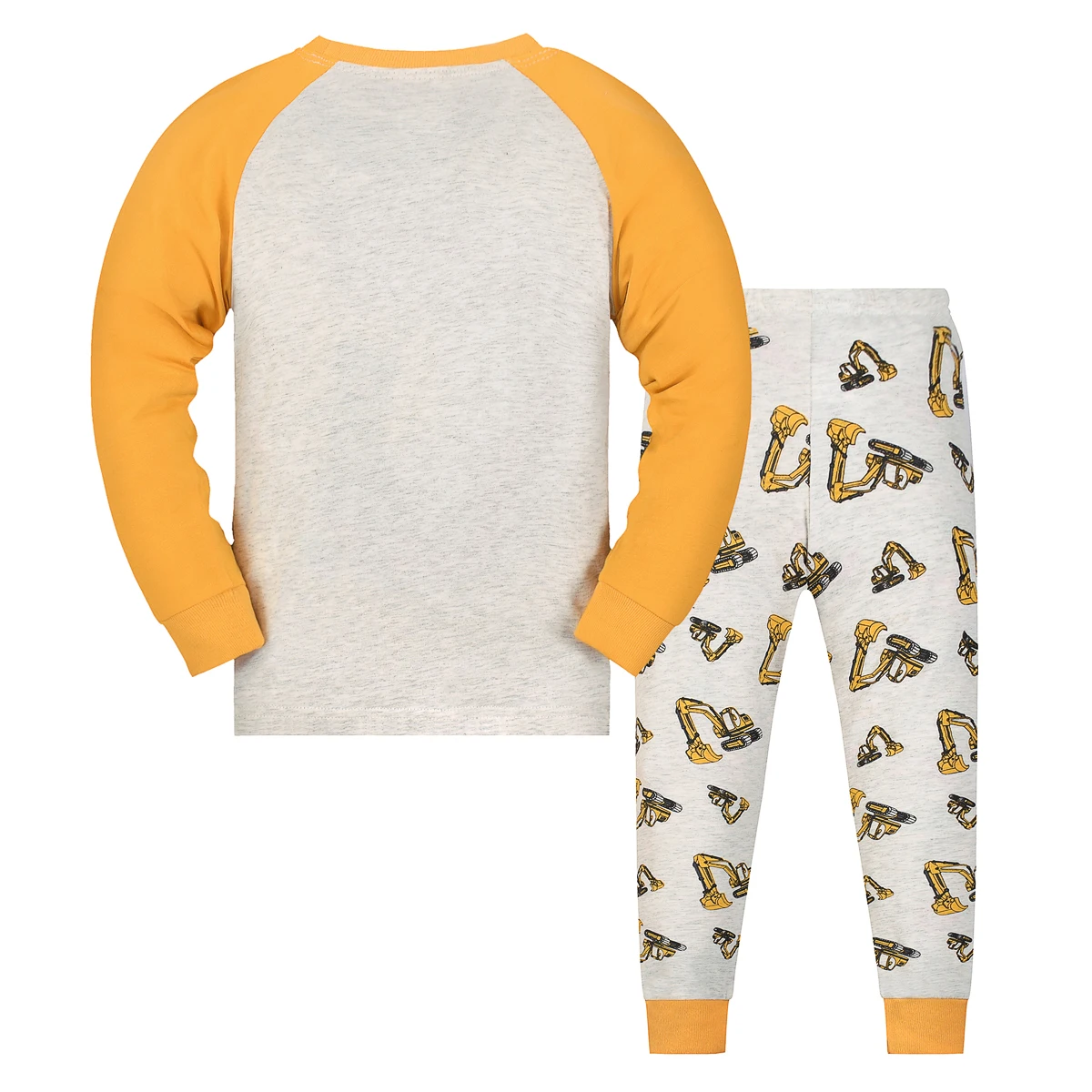 【Through 1615 flame】Little boy excavator pajamas set, long sleeved pants, suitable for 2-9 years old boys family wear