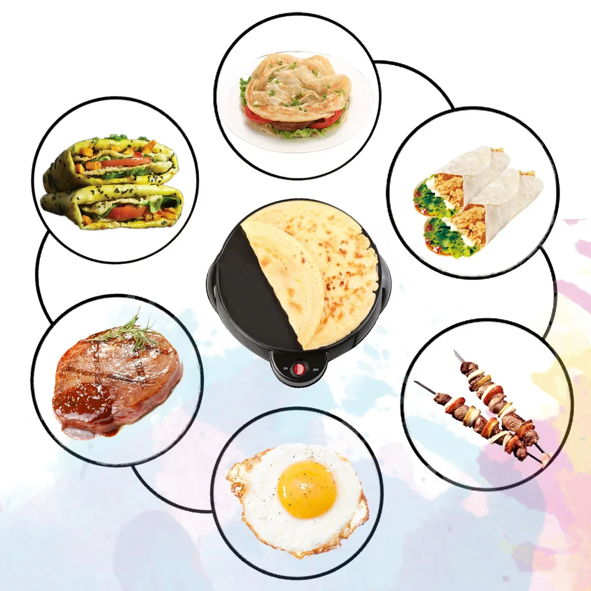 650W 23CM Electric Crepe Maker Pizza Pancake Making Machine Non-Stick Griddle Baking Pan Household Kitchen Cooking Tools 220V