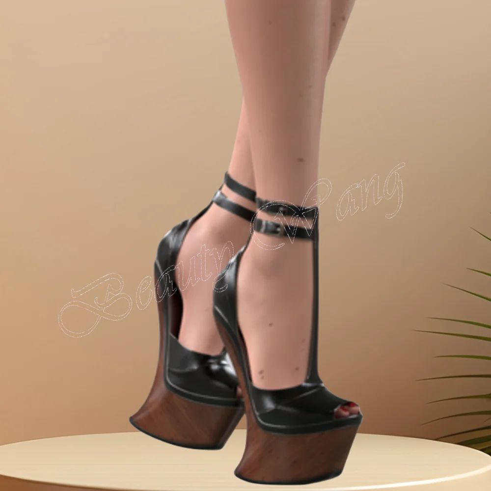 Black Strange Style Heel T Strap Pumps Platform Novel High Heel Shoes for Women High Heel Fashion 2023 New Zapatillas Mujer