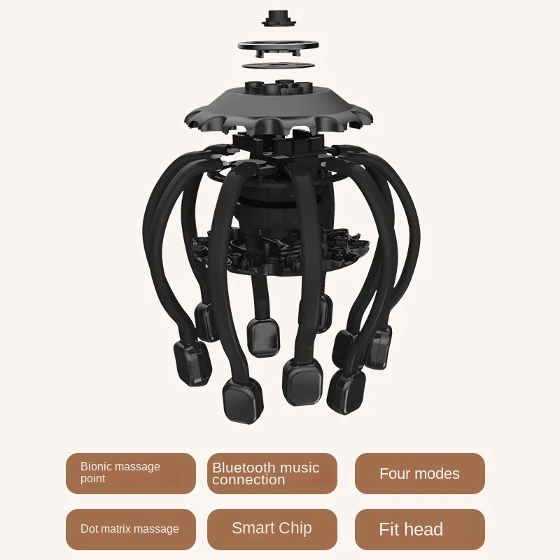 완전 자동 문어 다차원 전기 진동 두피 준설 및 이완 자오선 마사지 기구