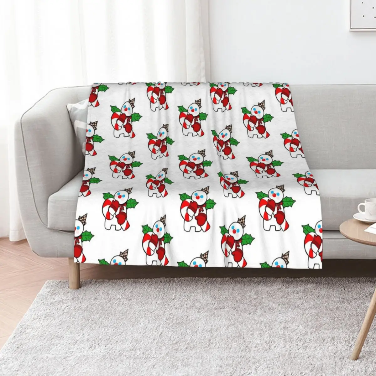 

Mr. Bingle with Candy Cane Throw Blanket Cute Sofas Quilt anime Blankets